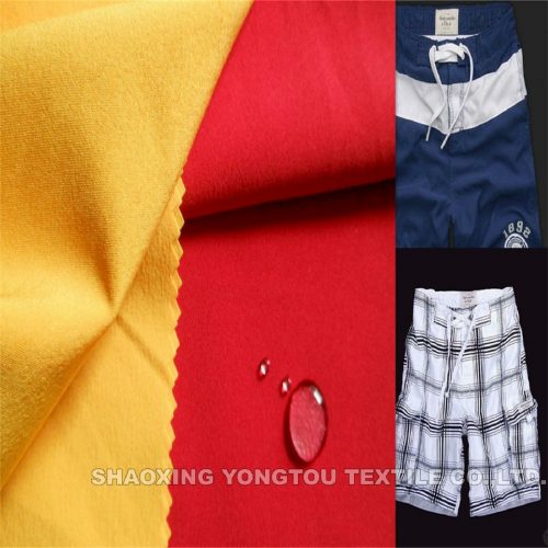 Waterresistant 4 way stretch polyester Beach shorts fabric Factory